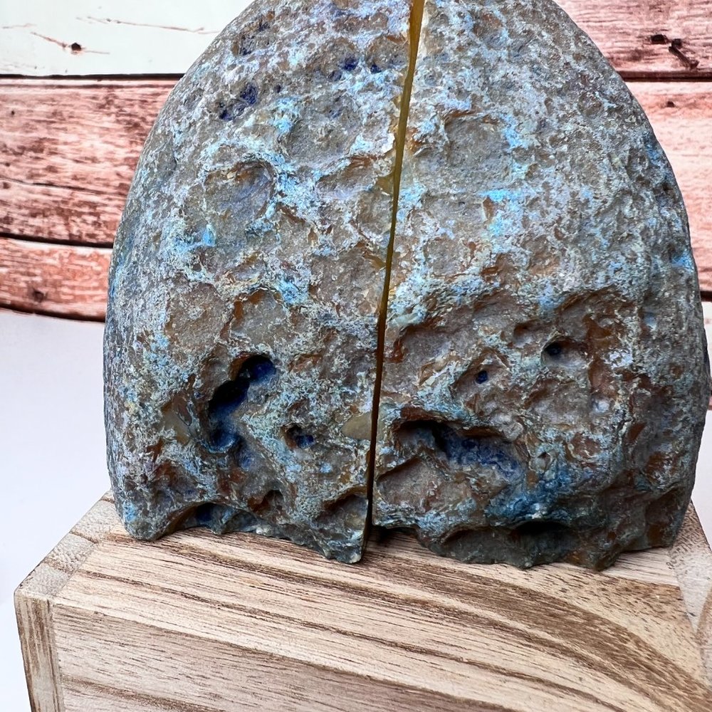 Blue Agate Crystal Bookend Pair Healing Decor - Picture 9 of 13